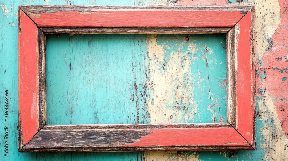 Poster rustic frame on colorful distressed surface