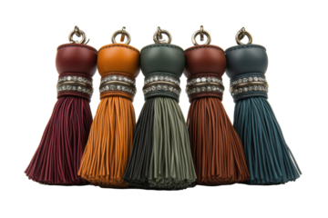 Tassel fringe accents for women's handbags in various colors on display