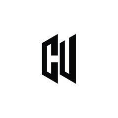 Obraz premium CU monogram logo design letter text name symbol monochrome logotype alphabet character simple logo