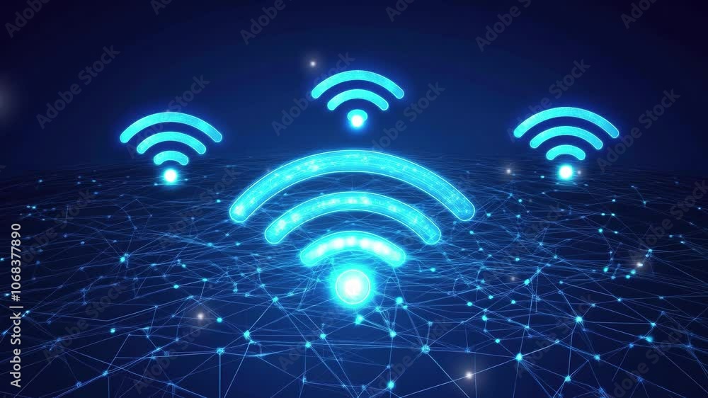 Poster abstract wireless network concept with digital technology. digital connection and communication icon