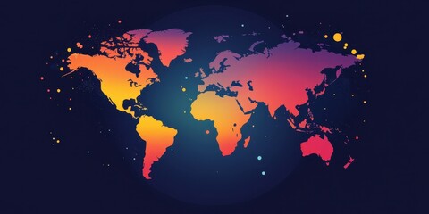 Fototapeta premium Colorful World Map with Dots.