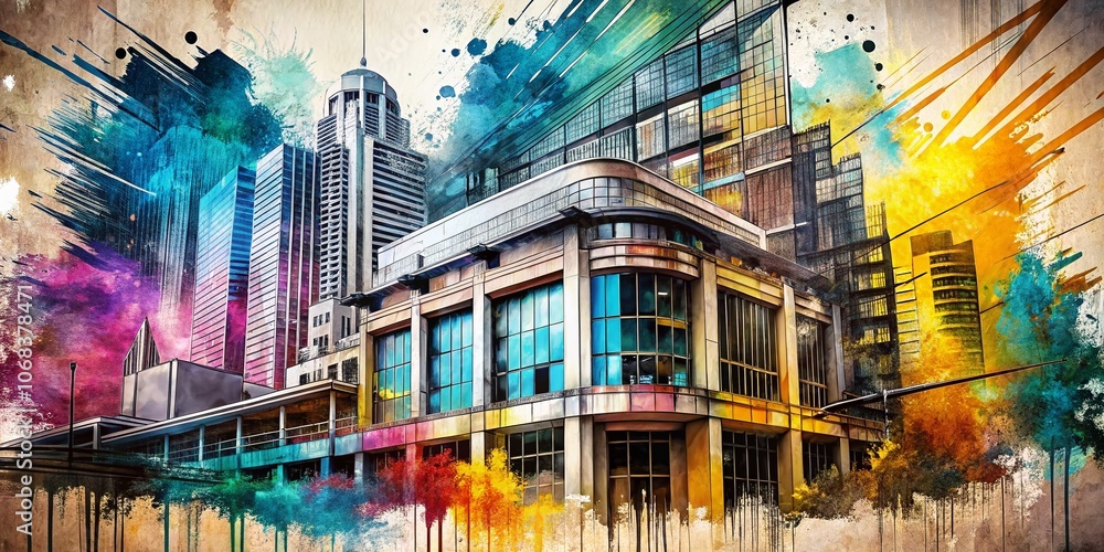 Poster grunge ink texture elements: brush strokes text boxes collection for architectural photography and d