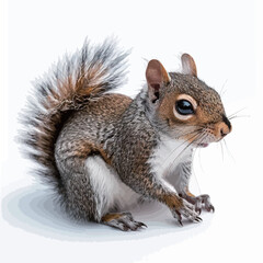 Portrait of a grey squirrel on a white background, isolated. 