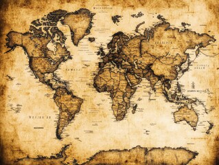 Naklejka premium Vintage World Map.