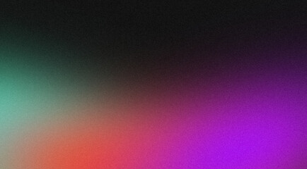 Abstract vignette color gradient grainy backdrop design. Pink purple blue red color dark vibrant shaped noisy gradient, glowing color flow, bright shine, noise texture, cover, banner, poster