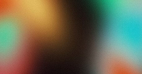Abstract vignette color gradient grainy backdrop design. Orange red blue green color dark vibrant shaped noisy gradient, glowing color flow, bright shine, noise texture, cover, banner, poster