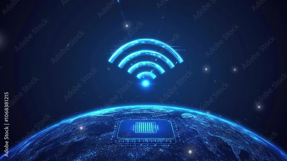 Poster abstract wireless network concept with digital technology. digital connection and communication icon