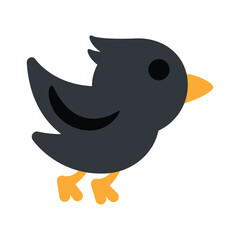 Mysterious Black-Feathered Bird Icon Vector – Crow, Raven, or Blackbird Symbol for Magic, Folklore, and Mystery