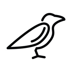 Mysterious Black-Feathered Bird Icon Vector – Crow, Raven, or Blackbird Symbol for Magic, Folklore, and Mystery