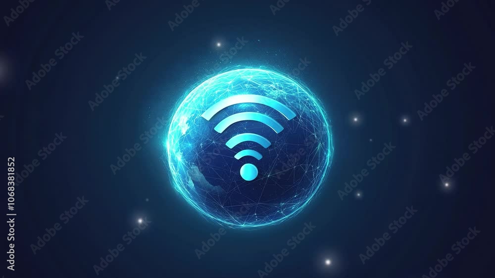 Poster abstract wireless network concept with digital technology. digital connection and communication icon