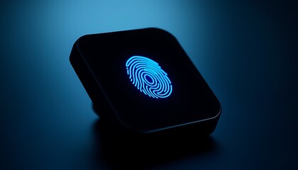 Fingerprint Scanner on Blue Background,