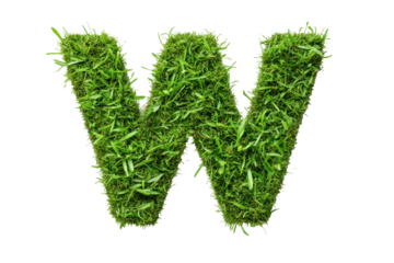 Green letter W made of grass  for environmental themes