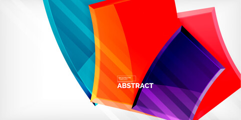 Round 3d shapes, plates background. Creative composition design template