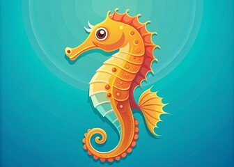 Isolated Simple Flat Vector Illustration of a Sea Horse Perfect for Educational Materials, Nature Themes, and Marine Life Illustrations in Modern Design Projects