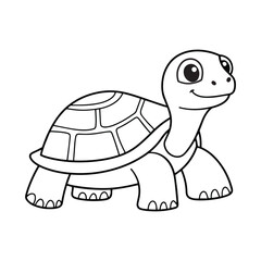 Cute turtle cartoon coloring page illustration vector. For kids coloring book.