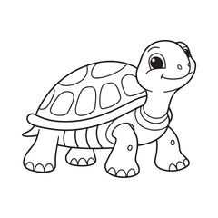 Cute turtle cartoon coloring page illustration vector. For kids coloring book.