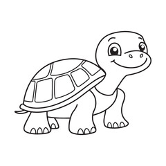 Cute turtle cartoon coloring page illustration vector. For kids coloring book.