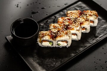 rolls on a black background