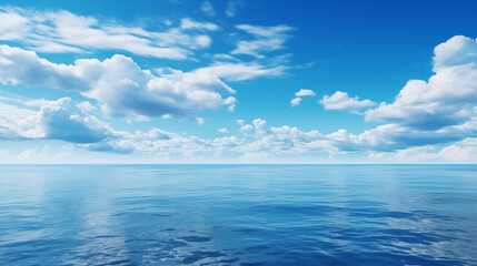 Obraz premium sea landscape. sky over calm sea. Blue sea and sunny sky on horizon over calm water
