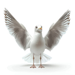 Obraz premium seagull on a white background. 3d rendering, 3d illustration.