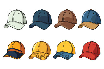 Baseball cap set cartoon. Isolated baseball cap hat symbol vector illustration