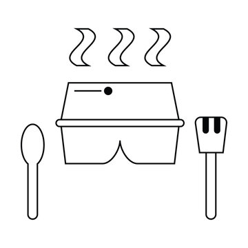 black and white food container with utensils
