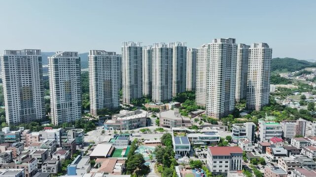 The city center of Asan from the aerial view