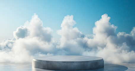 podium stage product with blue sky view