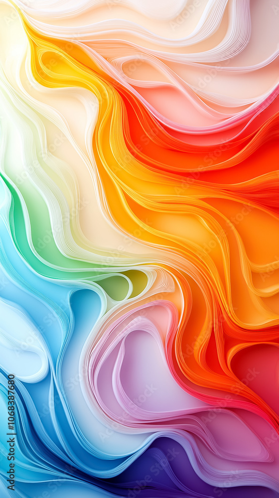 Poster colorful wavy patterns create a stunning visual effect, showcasing a spectrum of vibrant colors in h