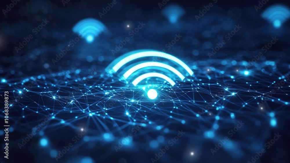 Poster abstract wireless network concept with digital technology. digital connection and communication icon
