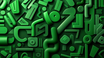 Abstract Green 3D Shapes Background Geometric Pattern Design