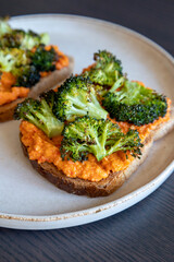 Delicious Healthy Toast with Roasted Broccoli for Breakfast
