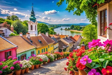 Macro Photography of Szentendre's Old Town: Captivating Views of Colorful Houses, Cobblestone Streets, and Scenic Riverbanks Near Budapest, Hungary, Showcasing its Unique Charm