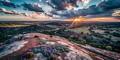 Majestic Llano Uplift Texas Landscape with Scenic Views, Vibrant Flora, and Clear Blue Skies Perfect for Travel and Nature Enthusiasts - Explore the Natural Beauty of this Unique Geological Formation