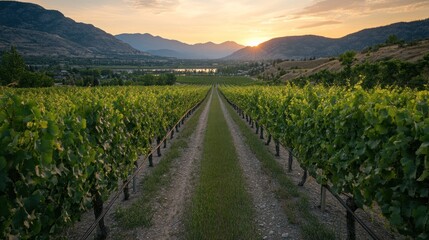 Fototapeta premium Vineyard Sunset