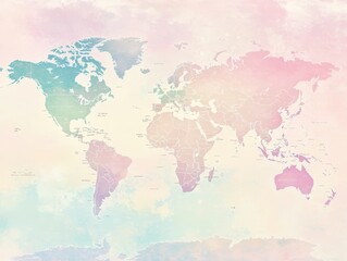 Obraz premium Pastel World Map Watercolor.