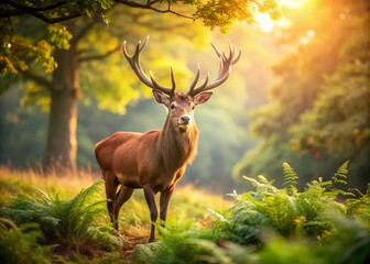 Majestic Red Deer in the Wild: A Stunning Portrait of Nature's Graceful Creature Surrounded by Lush Greenery and Breathtaking Landscapes, Perfect for Wildlife and Nature Photography Enthusiasts