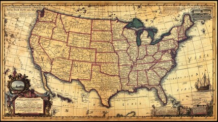 Fototapeta premium Explore the joyful journey of a monkey through historical maps of the united states in stunning gigapixel detail