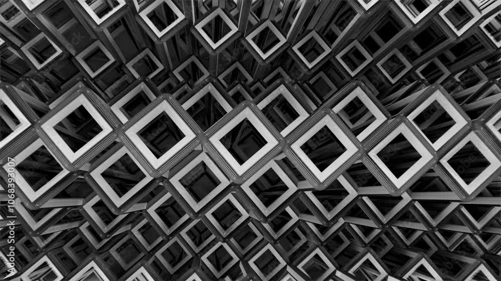 Poster looping animation of frame cube motion graphic design, black color
