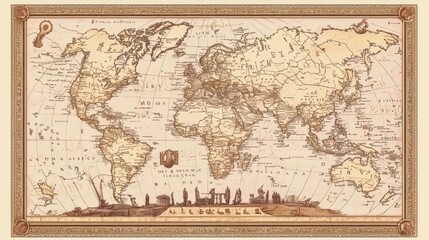 Fototapeta premium Explore the joyful journey of ancient world empires through a decorative map