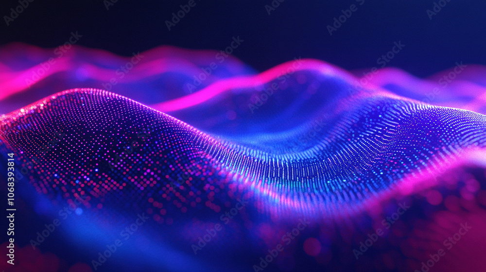 Aufkleber data technology concept. glowing wave of dots and lines. beautiful abstract wave technology digital 