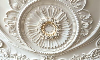 Stretch ceiling decoration model. mandala and decorative frame copy space