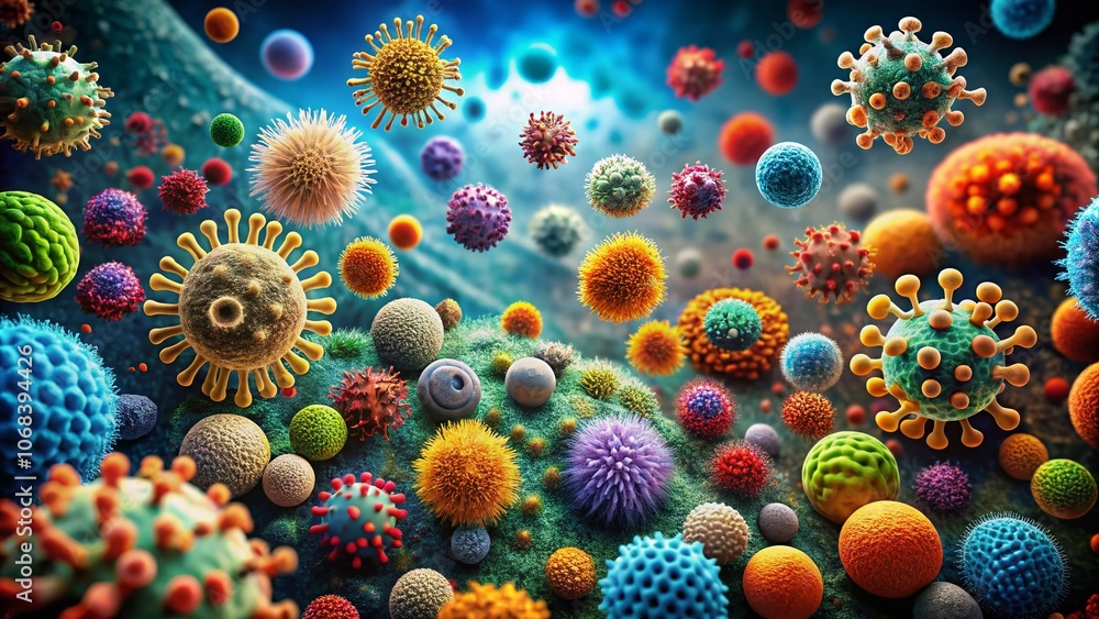 Poster microscopic wonders: a documentary exploration of diverse bacteria and viruses captured through adva
