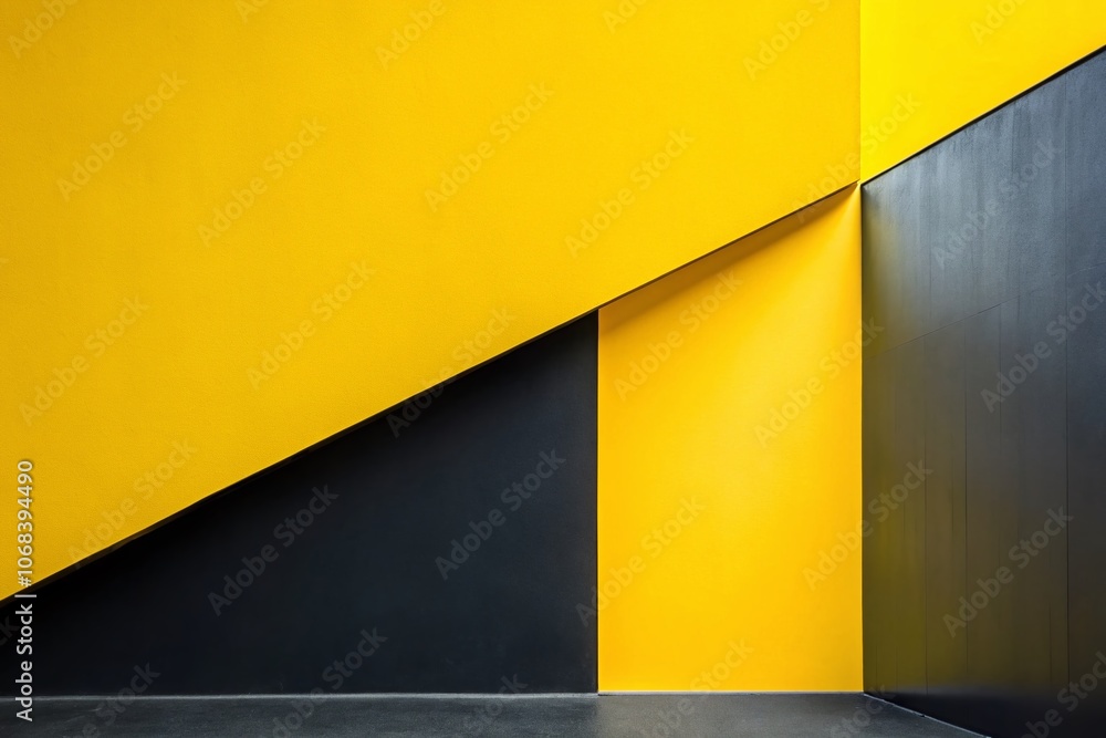 Aufkleber minimalist abstract background featuring striking black and yellow color palette for modern design p