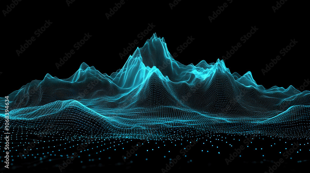Poster data technology concept. glowing wave of dots and lines. beautiful abstract wave technology digital 