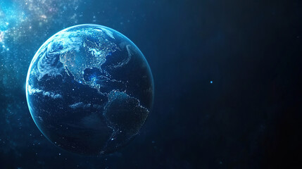 Global network and connectivity concept. Abstract blue planet Earth with digital connection lines. Technology background. Technology digital world. Internet worldwide web. Futuristic technology