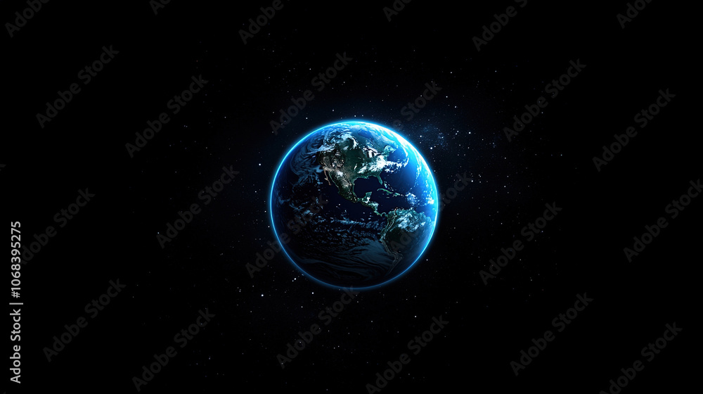 Poster global network and connectivity concept. abstract blue planet earth with digital connection lines. t
