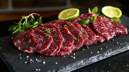 Fototapeta premium The Fresh Beef Steak Slices
