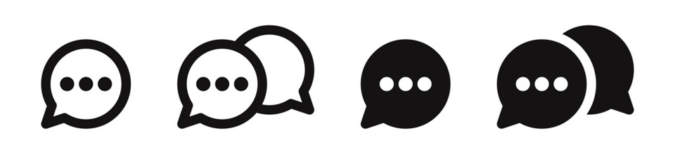 Chat message icons set. Speech bubble, social media message, online communication, comment symbol. Vector illustration