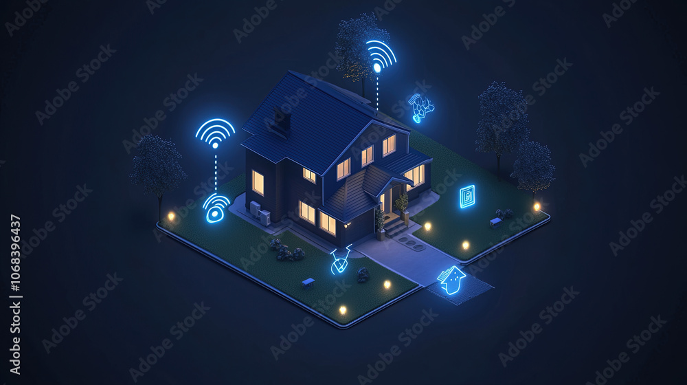 Poster abstract wireless network concept with digital technology. digital connection and communication icon